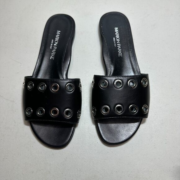 Marion Parke Black Cora Padded Leather Slide Sandal Shoes Women's 4.5-5/35 NWOB - Picture 2 of 15